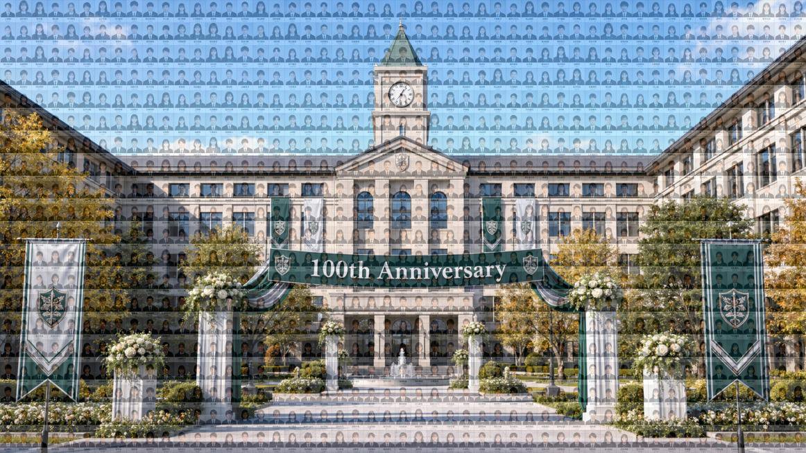 キャプション追加 - 創立100周年記念モザイクアート